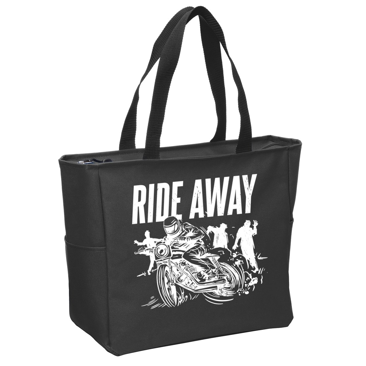 Motorcycle Zombies Ride Away Zip Tote Bag