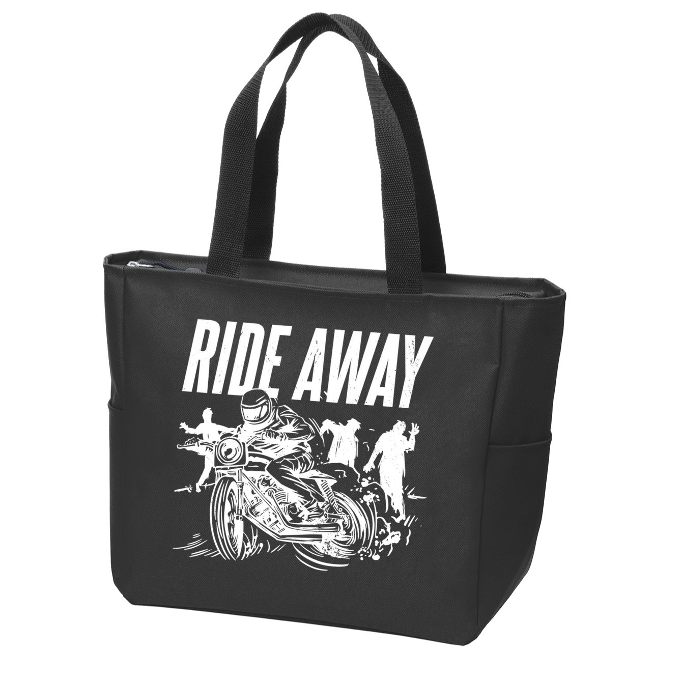 Motorcycle Zombies Ride Away Zip Tote Bag