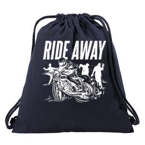 Motorcycle Zombies Ride Away Drawstring Bag