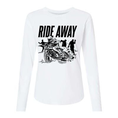 Motorcycle Zombies Ride Away Womens Cotton Relaxed Long Sleeve T-Shirt