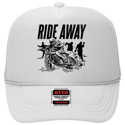 Motorcycle Zombies Ride Away High Crown Mesh Back Trucker Hat