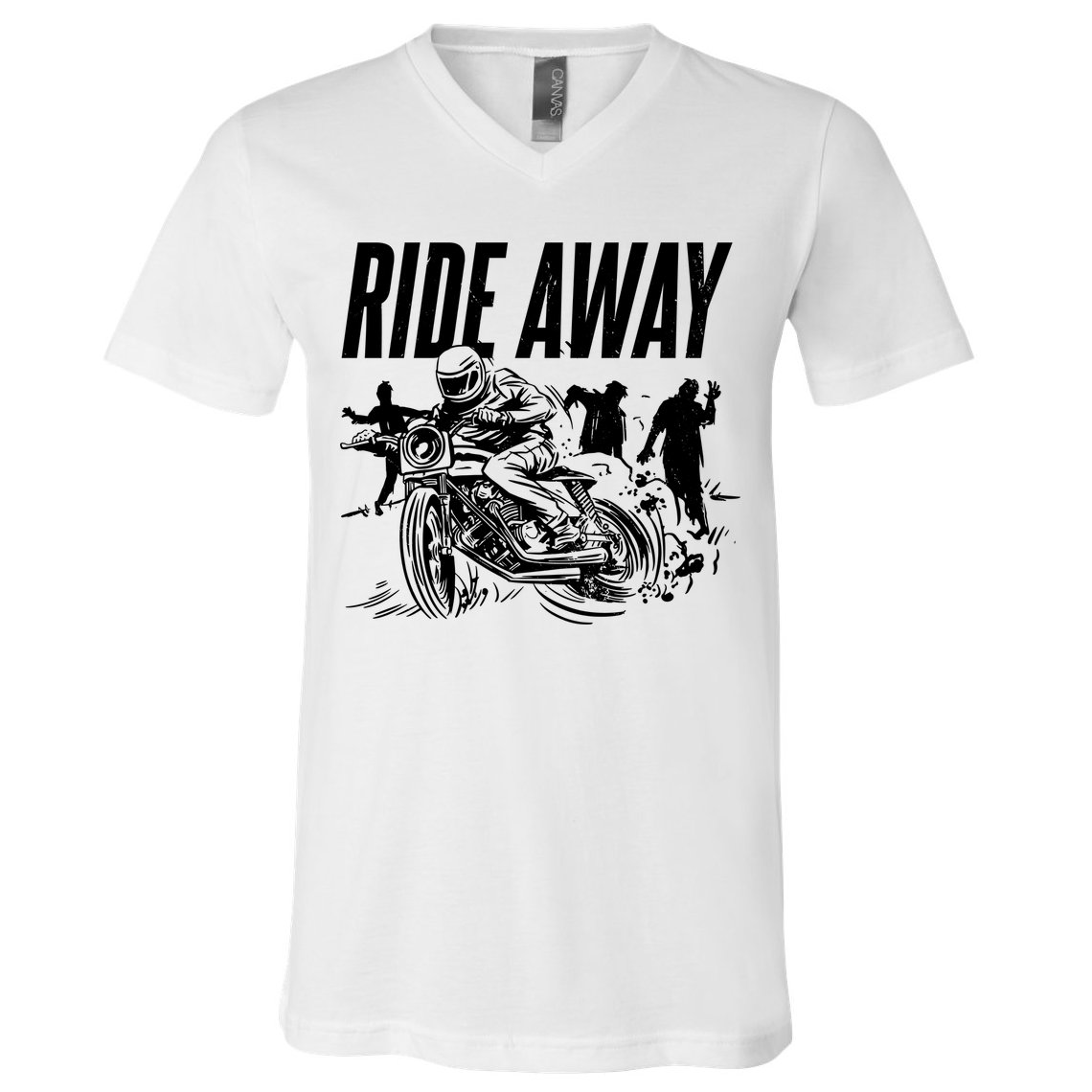 Motorcycle Zombies Ride Away V-Neck T-Shirt