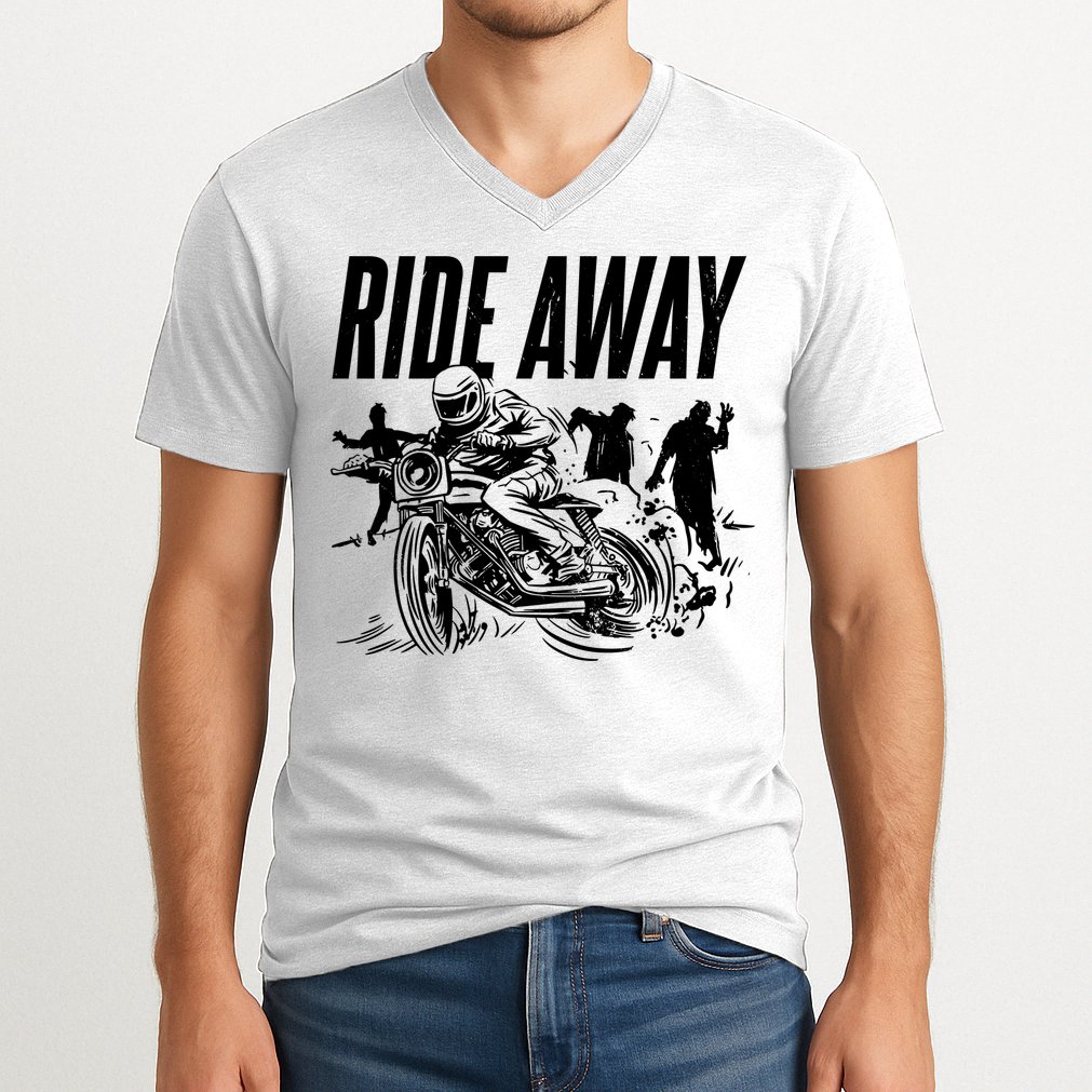 Motorcycle Zombies Ride Away V-Neck T-Shirt