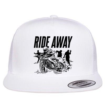 Motorcycle Zombies Ride Away Flat Bill Trucker Hat