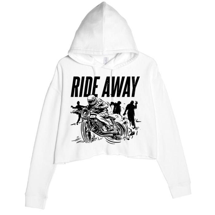 Motorcycle Zombies Ride Away Crop Fleece Hoodie