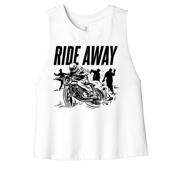 Motorcycle Zombies Ride Away Women's Racerback Cropped Tank