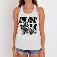 Motorcycle Zombies Ride Away Women's Knotted Racerback Tank