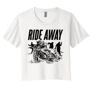 Motorcycle Zombies Ride Away Women's Crop Top Tee