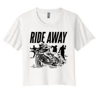 Motorcycle Zombies Ride Away Women's Crop Top Tee