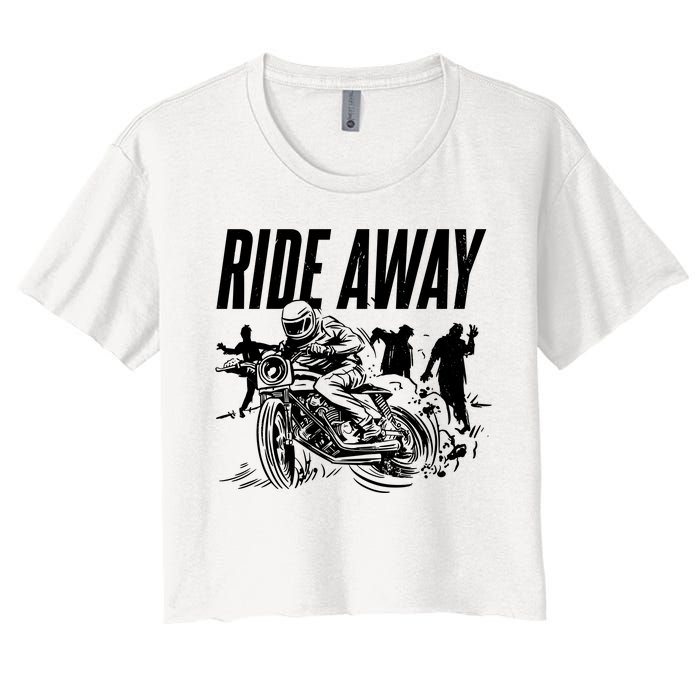 Motorcycle Zombies Ride Away Women's Crop Top Tee