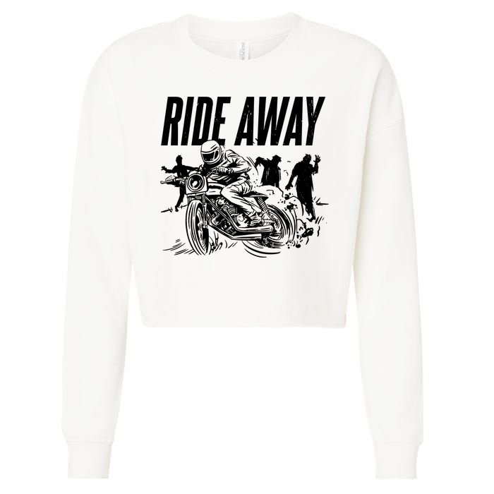 Motorcycle Zombies Ride Away Cropped Pullover Crew