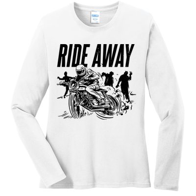 Motorcycle Zombies Ride Away Ladies Long Sleeve Shirt