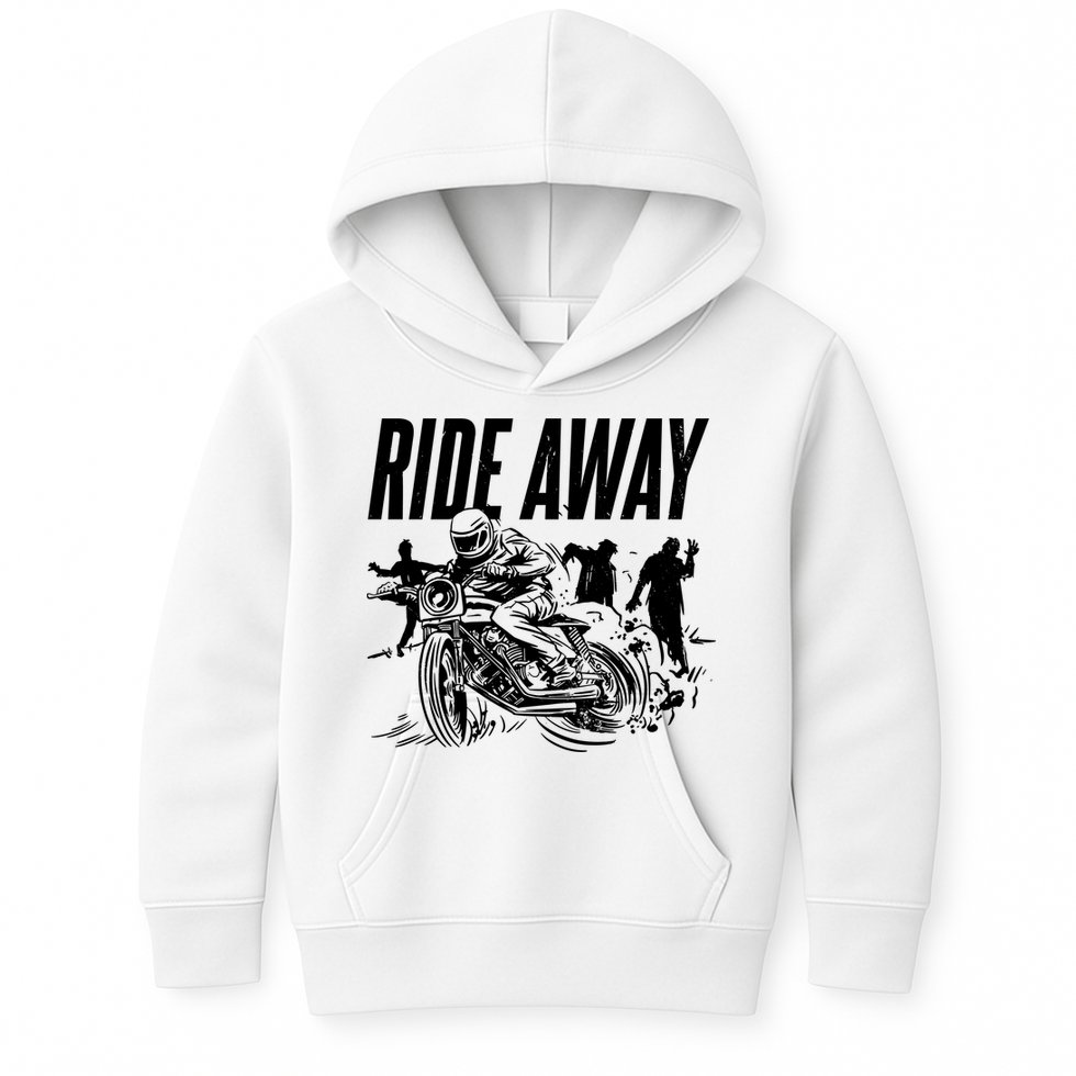Motorcycle Zombies Ride Away Kids Hoodie
