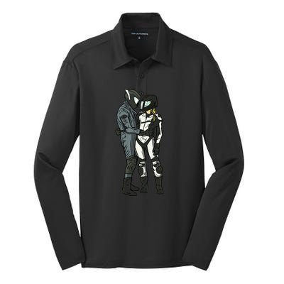 Motorcyclist Couple Silk Touch Performance Long Sleeve Polo