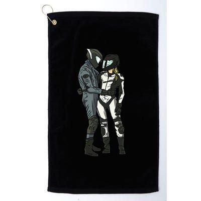 Motorcyclist Couple Golf Towel