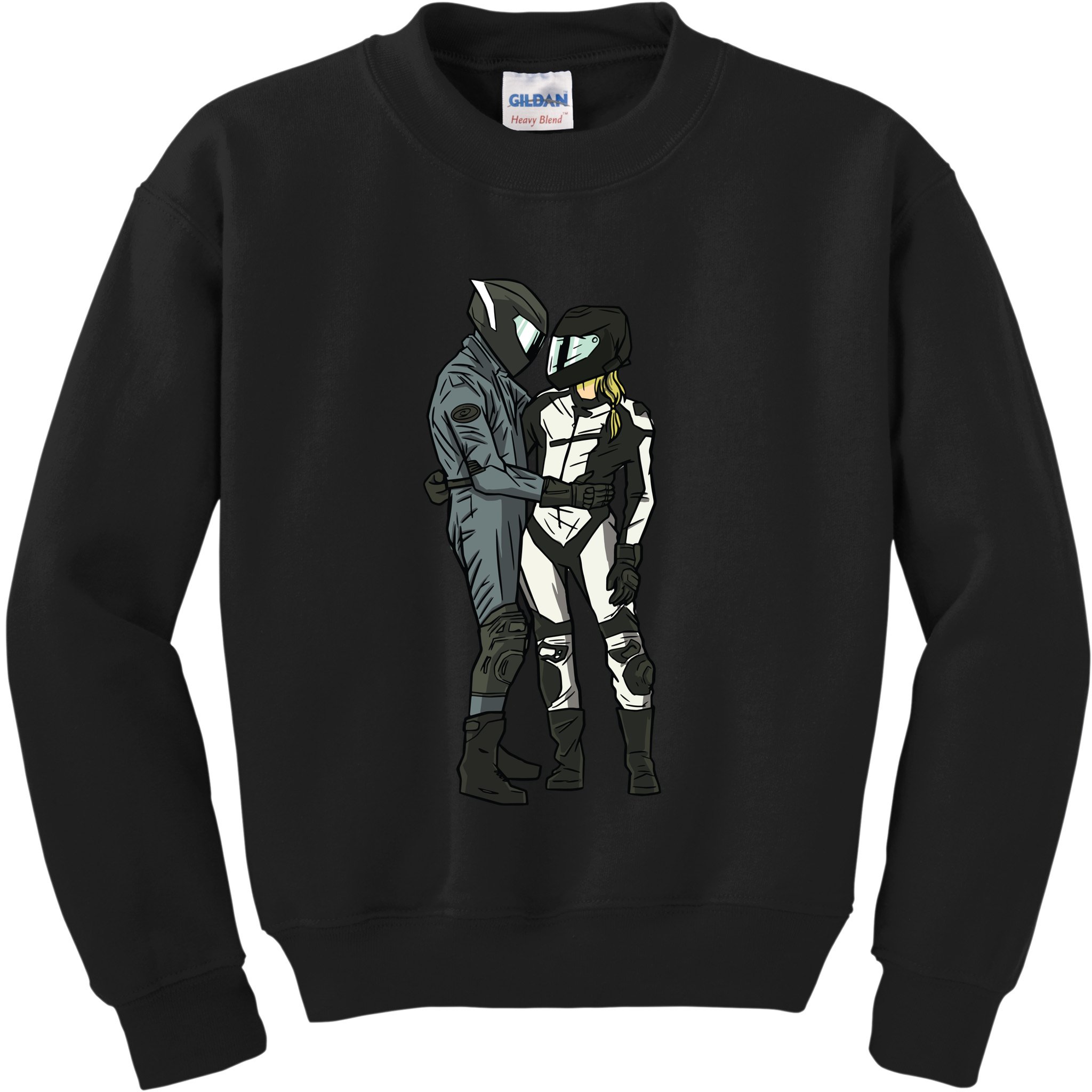 Motorcyclist Couple Kids Sweatshirt