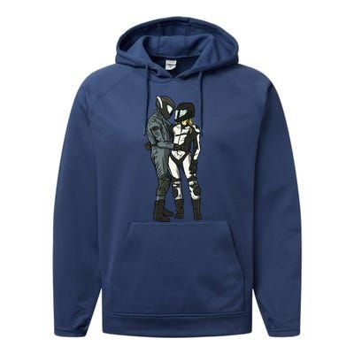 Motorcyclist Couple Performance Fleece Hoodie