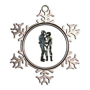 Motorcyclist Couple Metallic Star Ornament