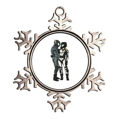 Motorcyclist Couple Metallic Star Ornament