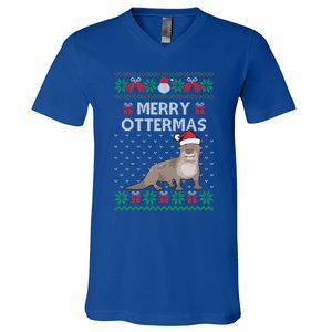 Merry Ottermas Ugly Christmas Sweaters Cool Gift V-Neck T-Shirt