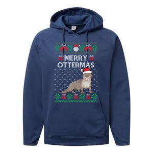 Merry Ottermas Ugly Christmas Sweaters Cool Gift Performance Fleece Hoodie