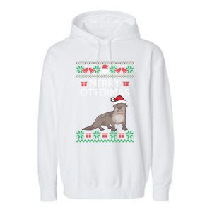 Merry Ottermas Ugly Christmas Sweaters Cool Gift Garment-Dyed Fleece Hoodie