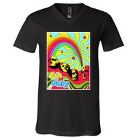 Mount Rushmore 4th of July Abstract V-Neck T-Shirt