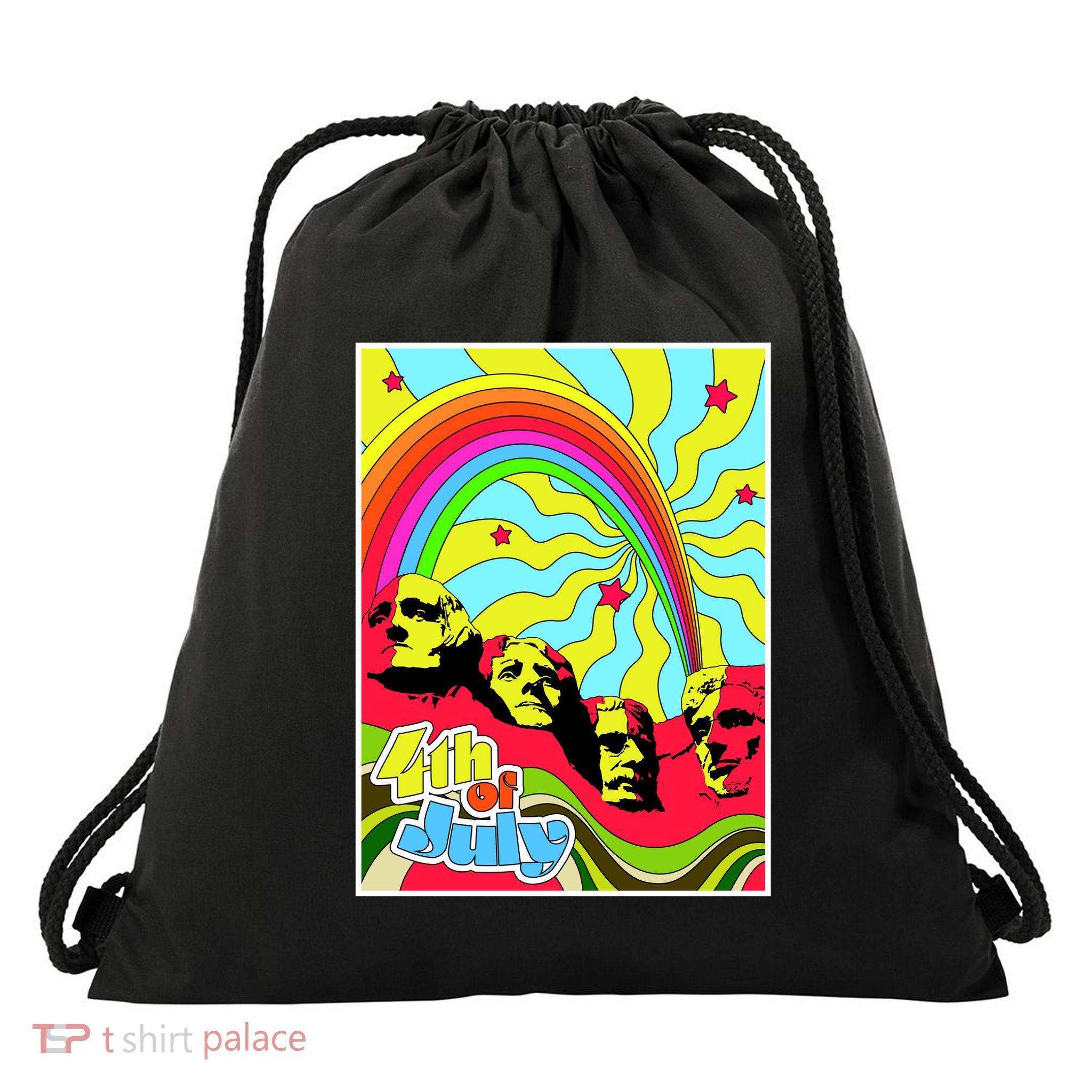 Mount Rushmore 4th of July Abstract Drawstring Bag