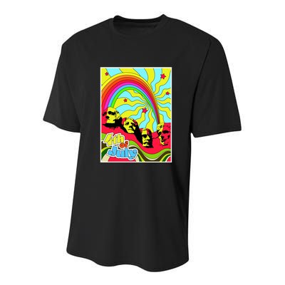 Mount Rushmore 4th of July Abstract Youth Performance Sprint T-Shirt