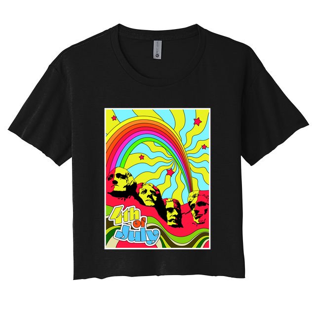 Mount Rushmore 4th of July Abstract Crop Top