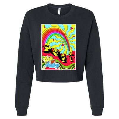 Mount Rushmore 4th of July Abstract Cropped Pullover Crew