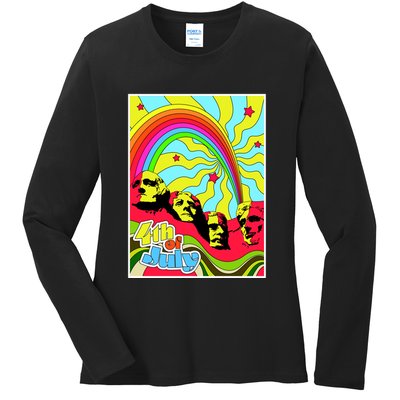 Mount Rushmore 4th of July Abstract Ladies Long Sleeve Shirt