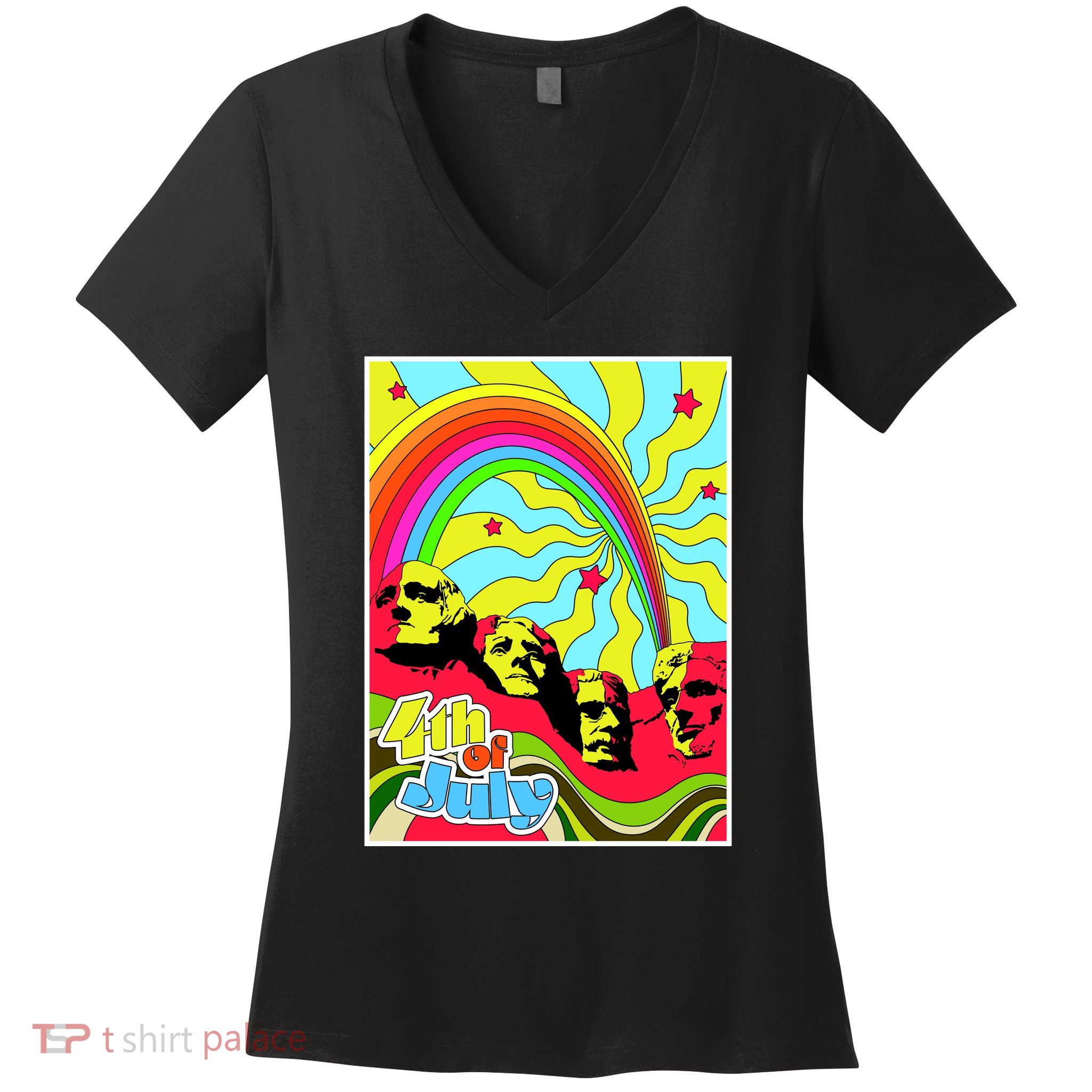 Mount Rushmore 4th of July Abstract Women's V-Neck T-Shirt
