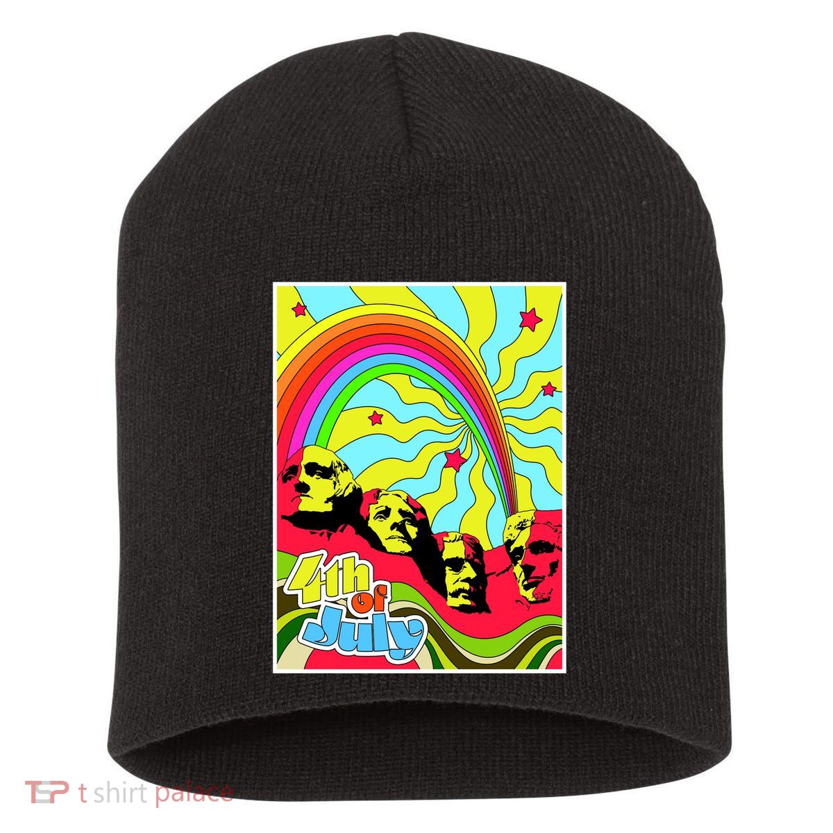 Mount Rushmore 4th of July Abstract Short Acrylic Beanie