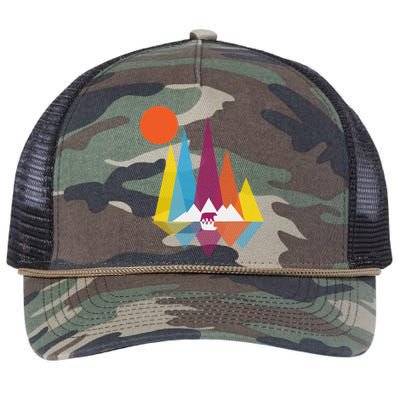 Mountain Bear Retro Rope Trucker Hat Cap