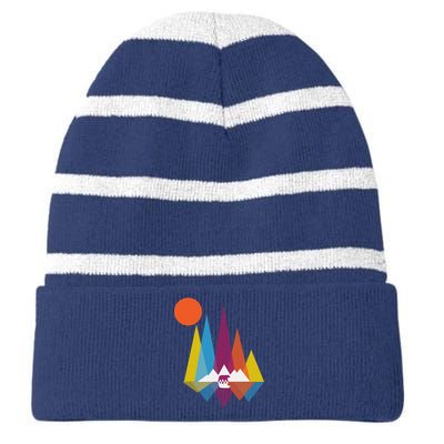 Mountain Bear Striped Beanie with Solid Band