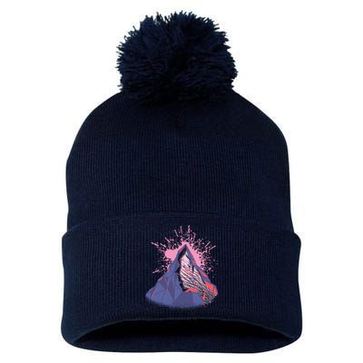 Mountain Face Pom Pom 12in Knit Beanie