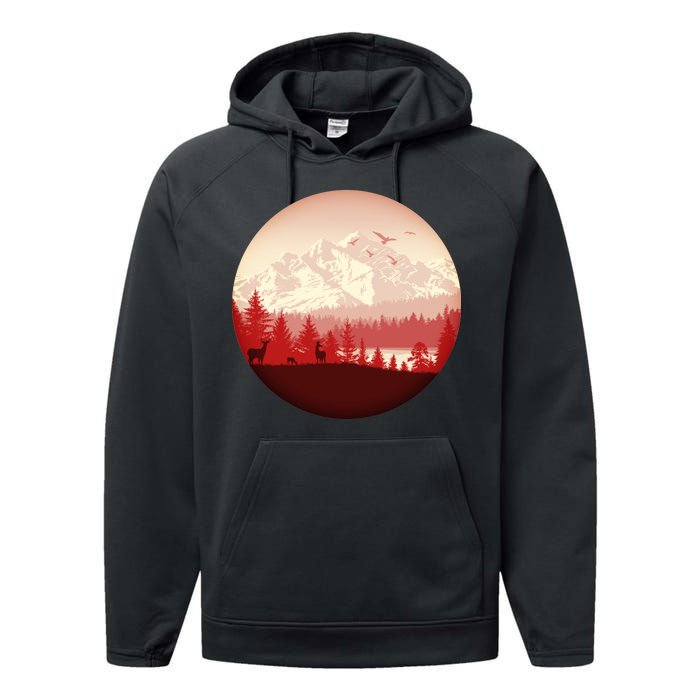 Mountain Wilderness Wildlife Performance Fleece Hoodie