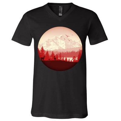 Mountain Wilderness Wildlife V-Neck T-Shirt