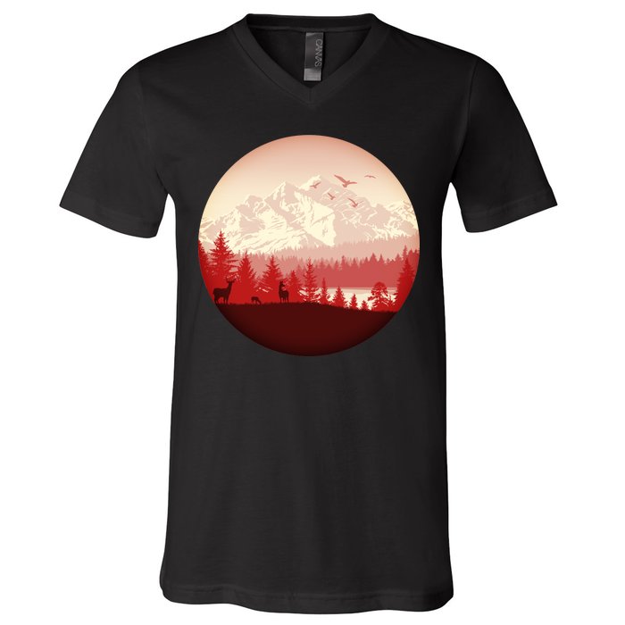 Mountain Wilderness Wildlife V-Neck T-Shirt