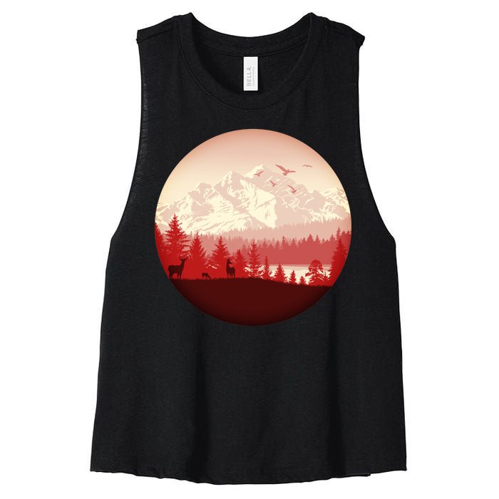 Mountain Wilderness Wildlife Women's Racerback Cropped Tank