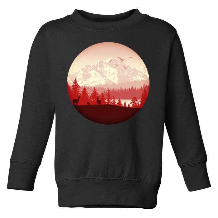 Mountain Wilderness Wildlife Toddler Sweatshirt