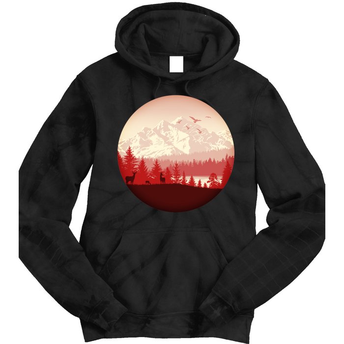 Mountain Wilderness Wildlife Tie Dye Hoodie