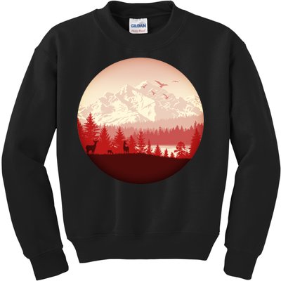 Mountain Wilderness Wildlife Kids Sweatshirt