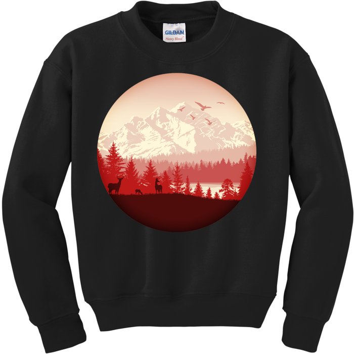 Mountain Wilderness Wildlife Kids Sweatshirt