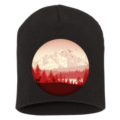 Mountain Wilderness Wildlife Short Acrylic Beanie