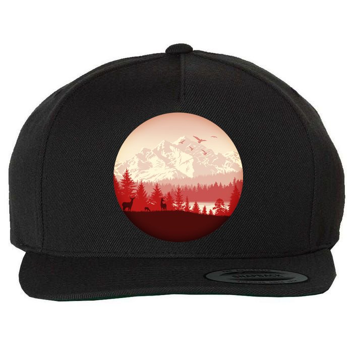 Mountain Wilderness Wildlife Wool Snapback Cap