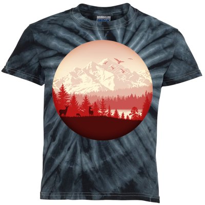 Mountain Wilderness Wildlife Kids Tie-Dye T-Shirt