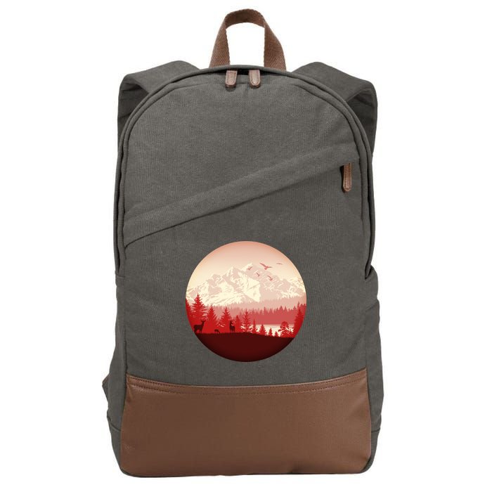 Mountain Wilderness Wildlife Cotton Canvas Backpack