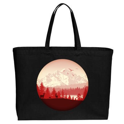 Mountain Wilderness Wildlife Cotton Canvas Jumbo Tote